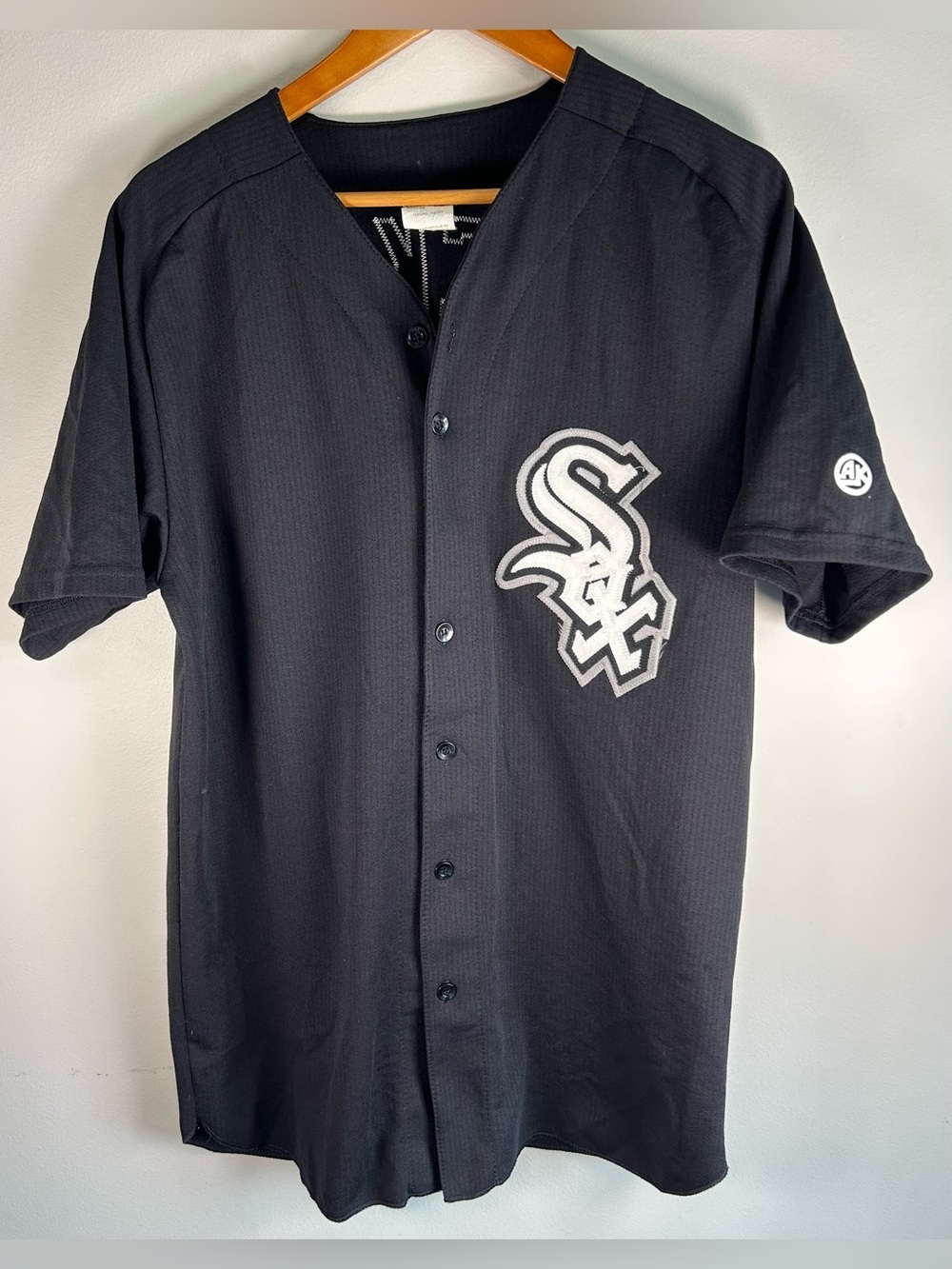 Vintage Athletic Knit Chicago White Sox Baseball Jersey Size L Black Sox 87 RARE